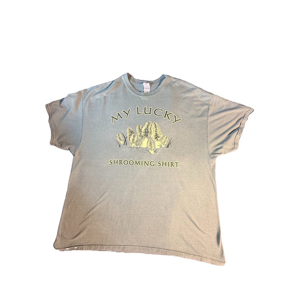 My Lucky Shrooming Shirt - Graphic Print Tee Size XXL Crew Neck Green